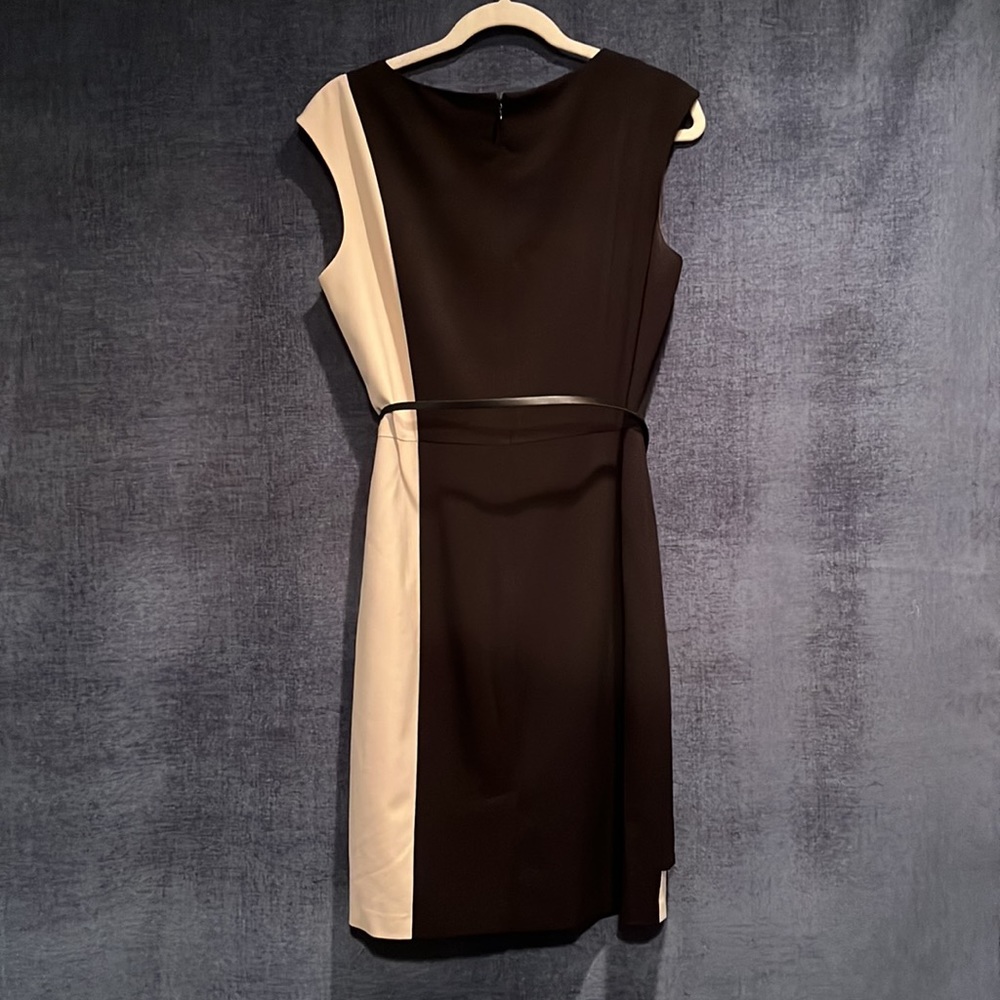 Calvin Klein Black and Cream Colorblock Midi Dress - Picture 5 of 5